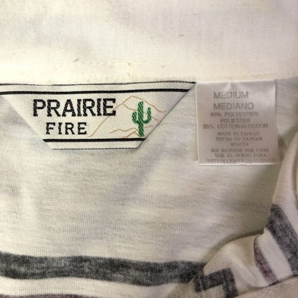 Prairie Fire Men's Medium Short Sleeve Polo Southern Or Western Vintage - Picture 5 of 5